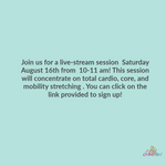 Cardio , core & mobility live-stream 10-11am